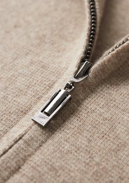 MERINO WOOL ZIP POLO CARDIGAN