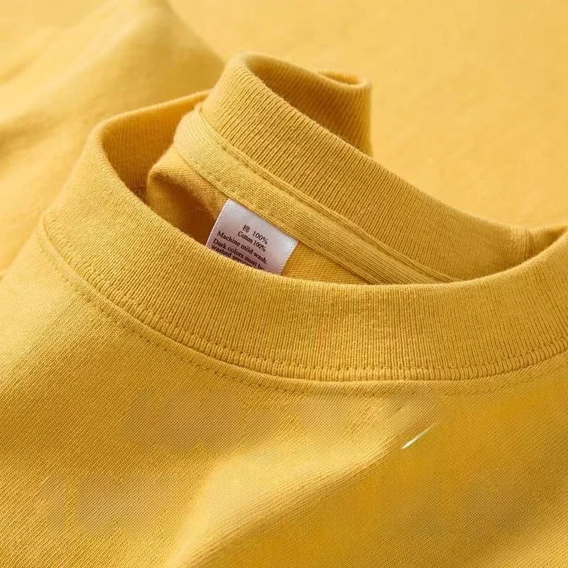 T-shirt à manches courtes en pur coton épais Tianqing couleur été coupe ample unisexe basique Sle confortable respirant décontracté...