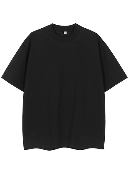 260GSM Summer T Shirt Men Korean Fashion Short Sleeve Loose Basic T-shirts Solid Tops Oversized Tee Unisex