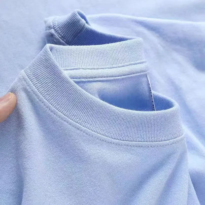 T-shirt à manches courtes en pur coton épais Tianqing couleur été coupe ample unisexe basique Sle confortable respirant décontracté...