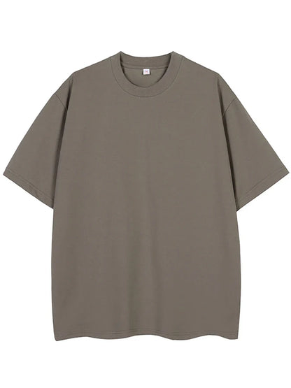 260GSM Summer T Shirt Men Korean Fashion Short Sleeve Loose Basic T-shirts Solid Tops Oversized Tee Unisex