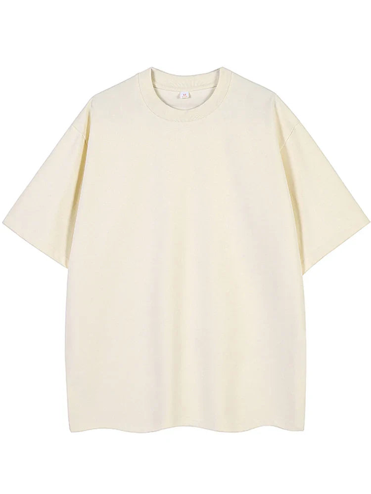 260GSM Summer T Shirt Men Korean Fashion Short Sleeve Loose Basic T-shirts Solid Tops Oversized Tee Unisex