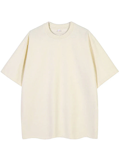 260GSM Summer T Shirt Men Korean Fashion Short Sleeve Loose Basic T-shirts Solid Tops Oversized Tee Unisex