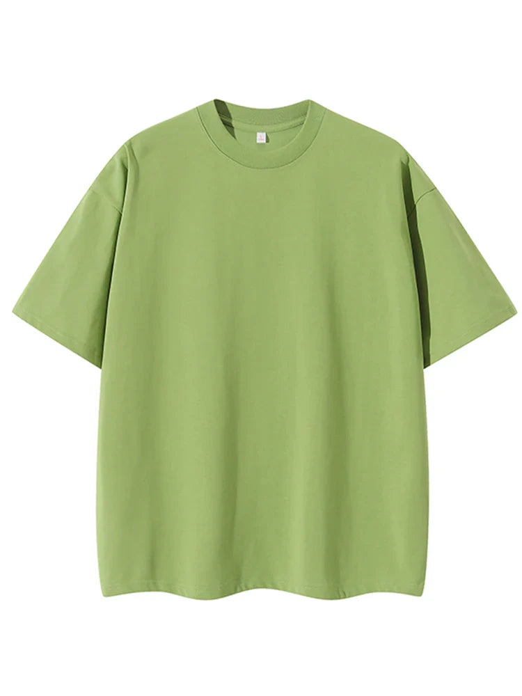 260GSM Summer T Shirt Men Korean Fashion Short Sleeve Loose Basic T-shirts Solid Tops Oversized Tee Unisex