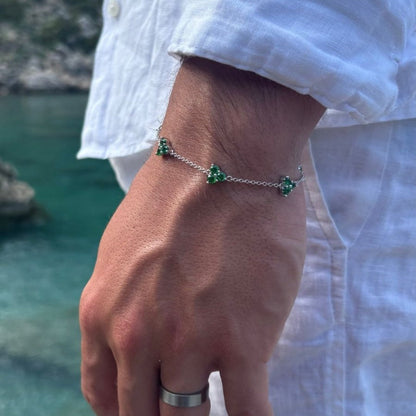 Green Clover Bracelet | Silver