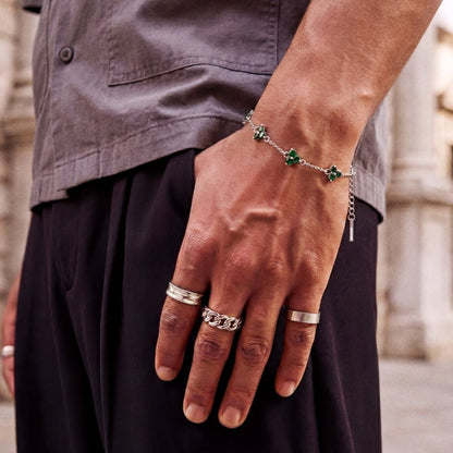 Green Clover Bracelet | Silver