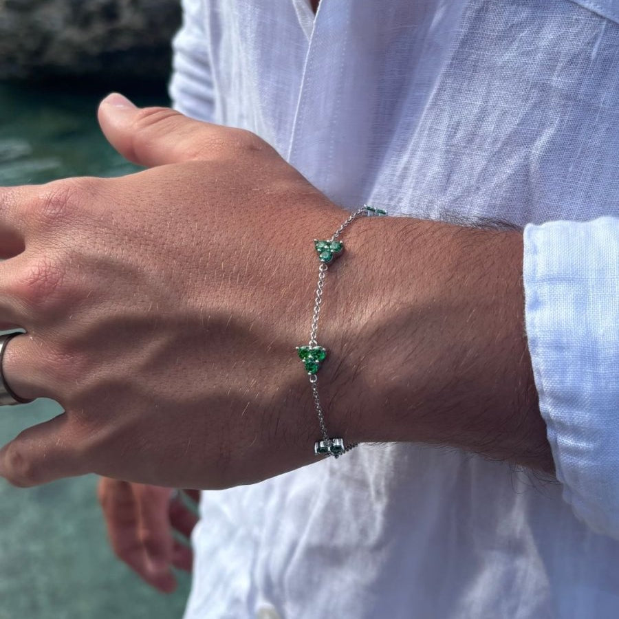 Green Clover Bracelet | Silver