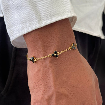 Obsidian Clover Bracelet | 18K Gold