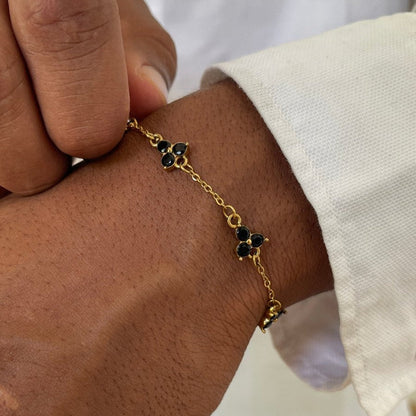 Obsidian Clover Bracelet | 18K Gold