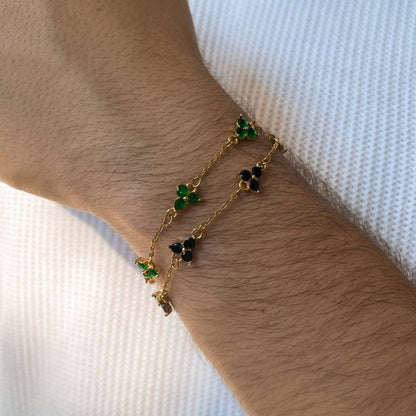 Obsidian Clover Bracelet | 18K Gold