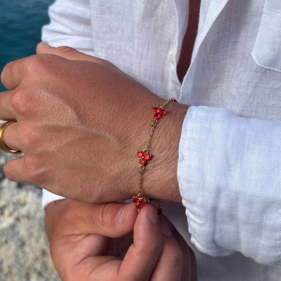 Red Clover Bracelet | 18K Gold