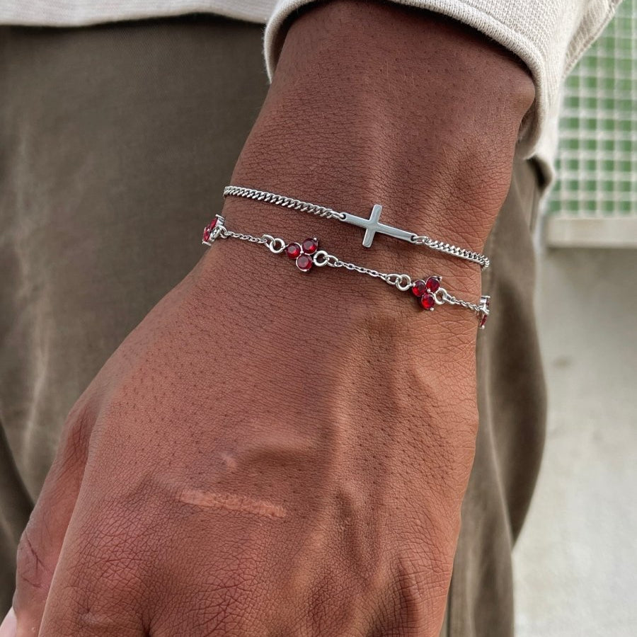 Red Clover Bracelet | Silver