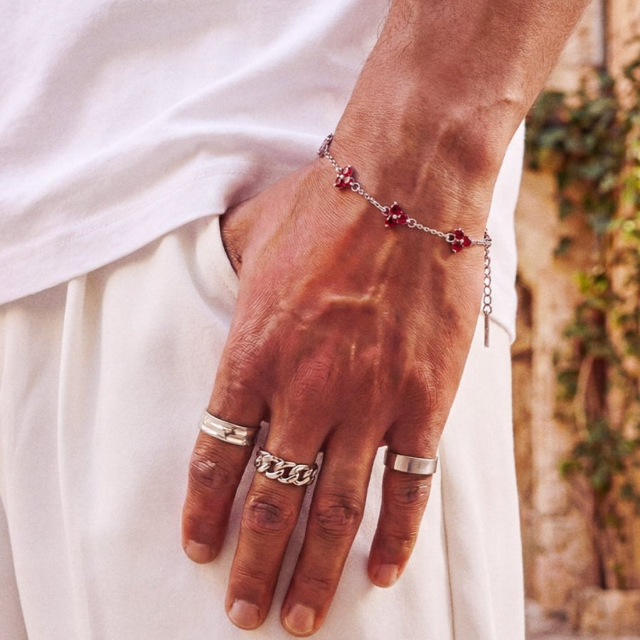 Red Clover Bracelet | Silver