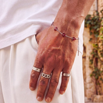 Red Clover Bracelet | Silver