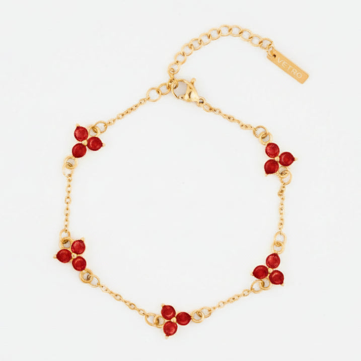 Red Clover Bracelet | 18K Gold