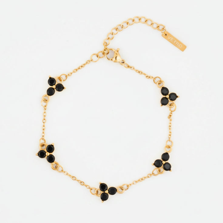 Obsidian Clover Bracelet | 18K Gold