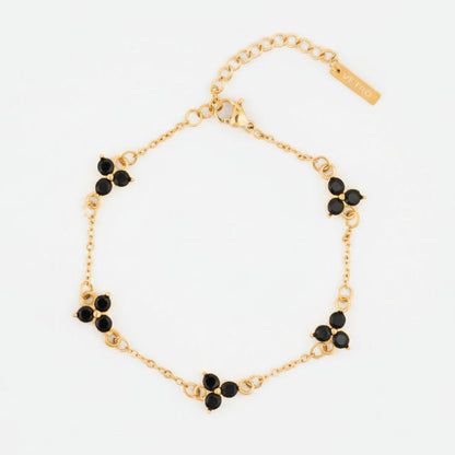 Obsidian Clover Bracelet | 18K Gold