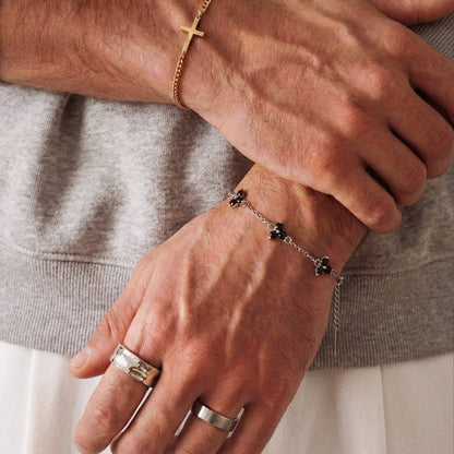 Obsidian Clover Bracelet | Silver