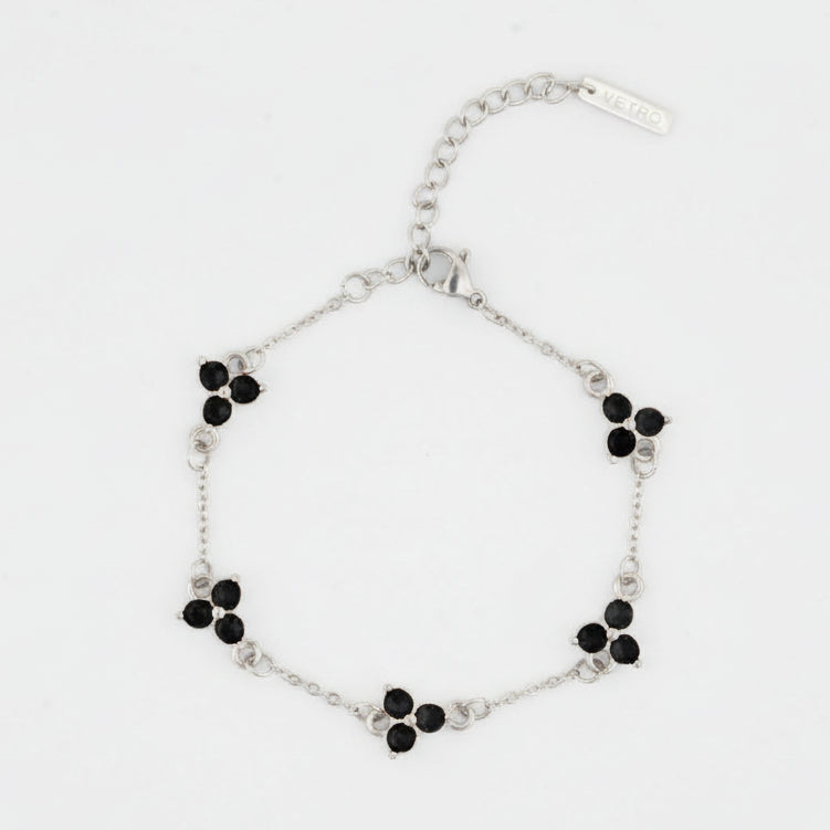 Obsidian Clover Bracelet | Silver