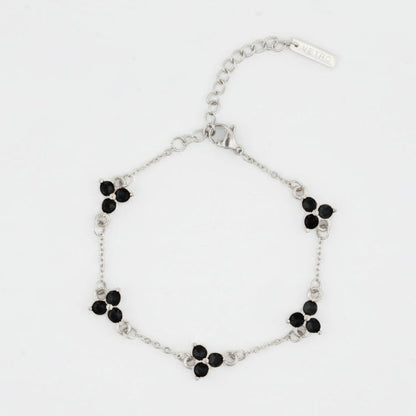 Obsidian Clover Bracelet | Silver